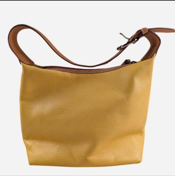 Dooney and Bourke yellow pebbled leather hobo bag flaws 2010s Preppy Dopamine - Picture 2 of 8